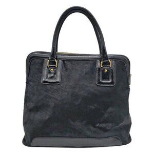 Mania Black Calf Hair Shopper Bag, Mania Black Fur Tote Bag